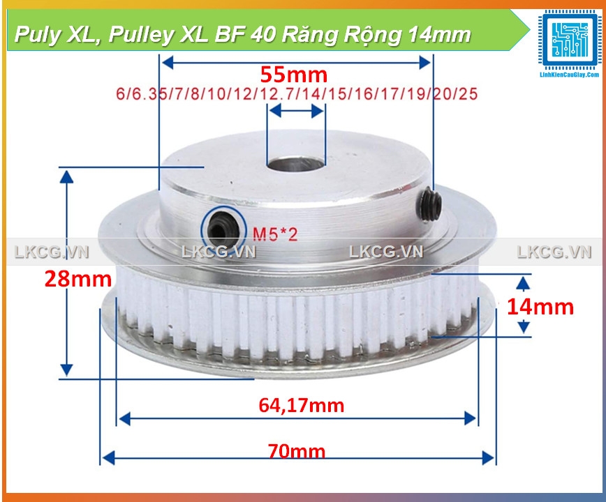 Puly XL, Pulley XL BF 40 Răng Rộng 14mm