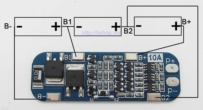 Mạch Sạc và Bảo Vệ Pin 10A Nối Tiếp 3 Cell 18650