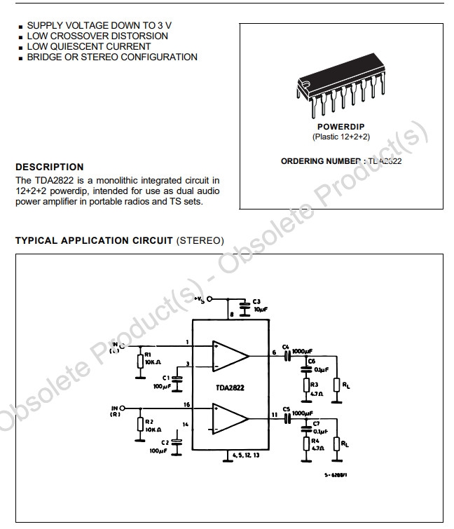 Linh kiện TDA2822 SOP-8 (9-12VDC)