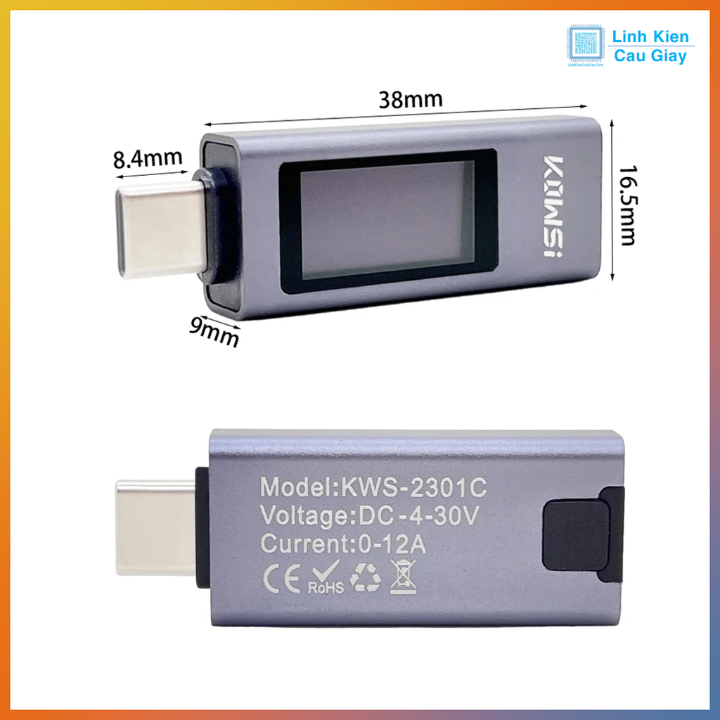 Thiết bị kiểm tra sạc điện thoại, dây sạc KWS-2301C Usb Type C