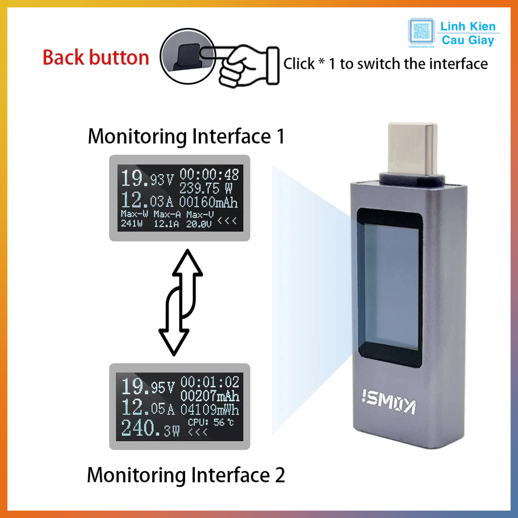 Thiết bị kiểm tra sạc điện thoại, dây sạc KWS-2301C Usb Type C