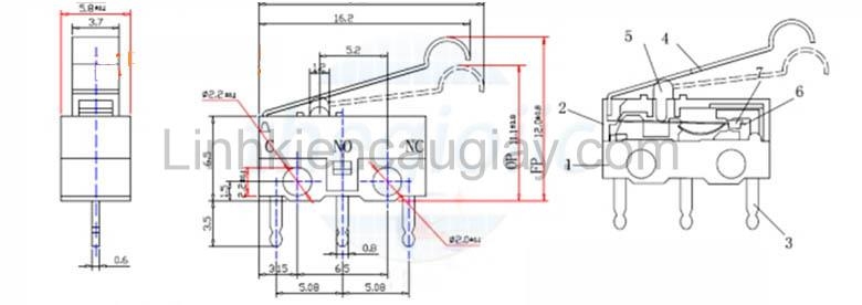 Công tắc hành trình 1A 125 VAC