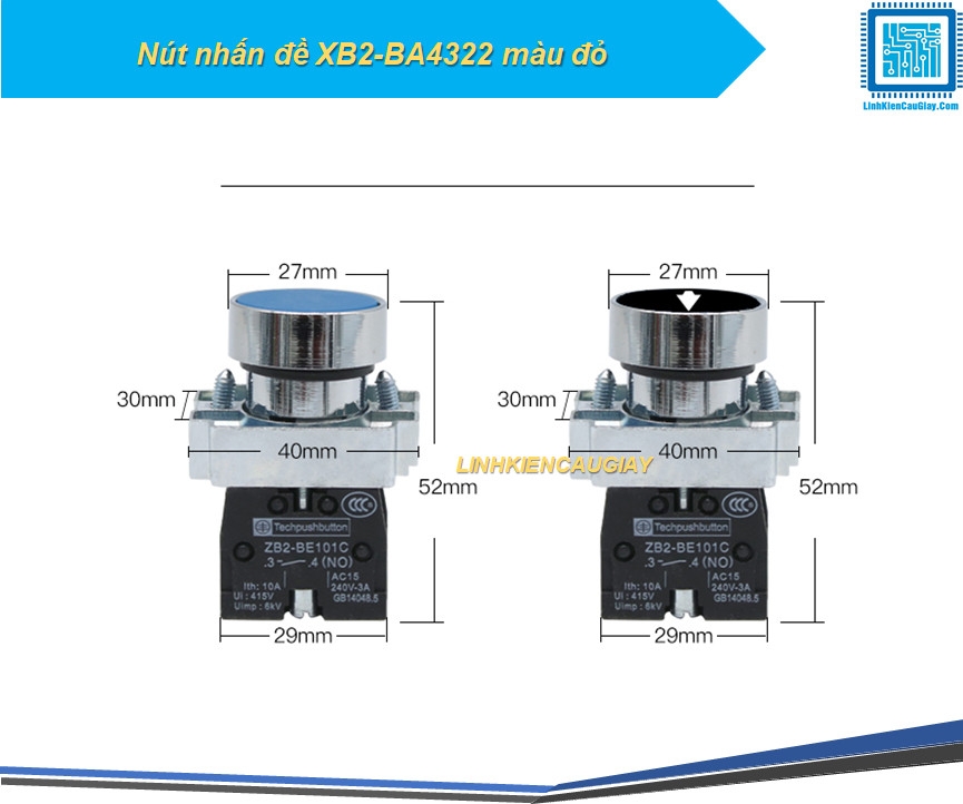 Nút nhấn đề XB2-BA4322 màu đỏ