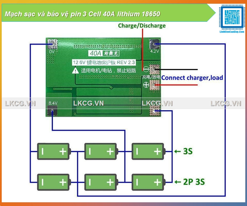 Mạch sạc và bảo vệ pin 3 Cell 40A lithium 18650