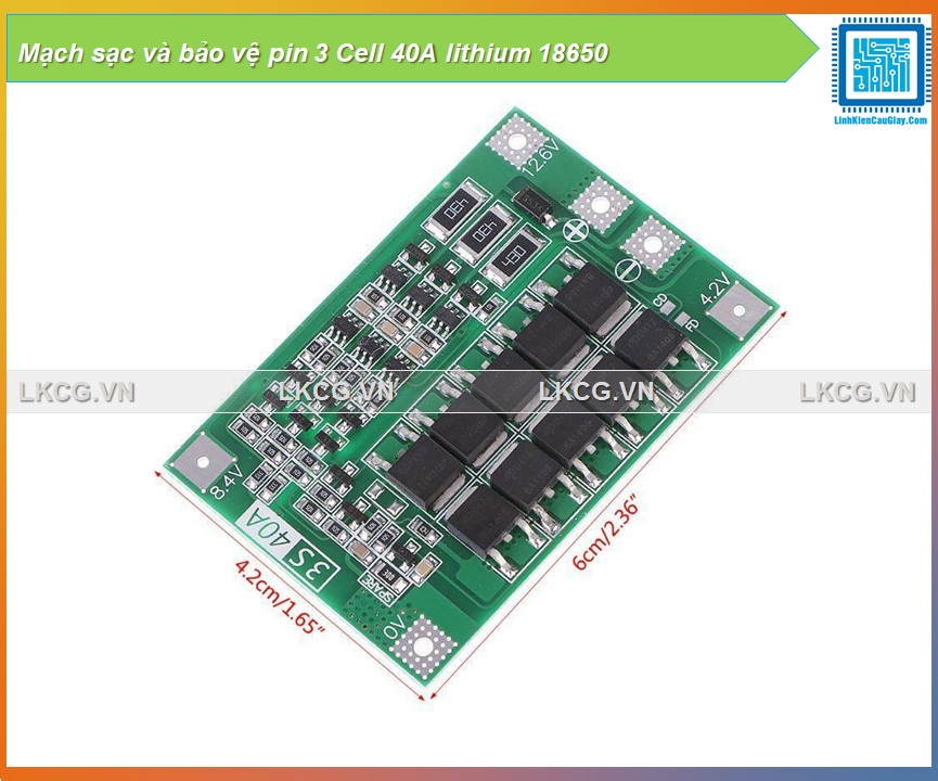 Mạch sạc và bảo vệ pin 3 Cell 40A lithium 18650