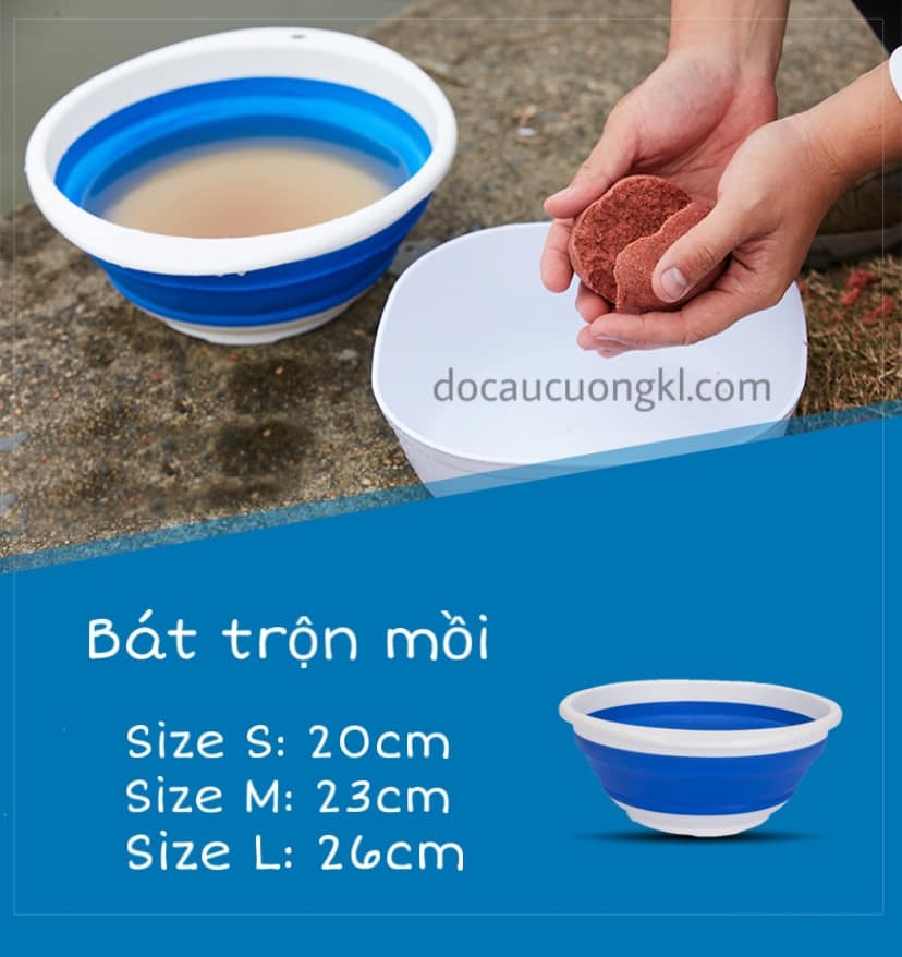 Bát trộn mồi gấp gọn nhựa trắng