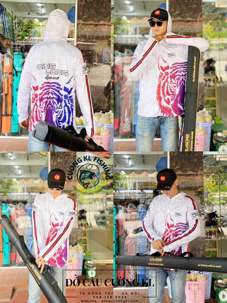 Áo chống nắng Qinglong cao cấp (Trắng hổ đỏ)