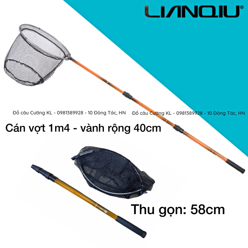 Bộ vợt Lianqiu - Cán vàng đốt trúc lưới đen