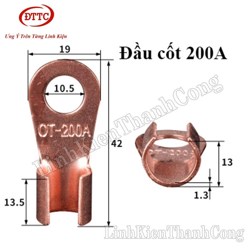 Đầu Cốt Đồng 200A OT-200A Lỗ M10