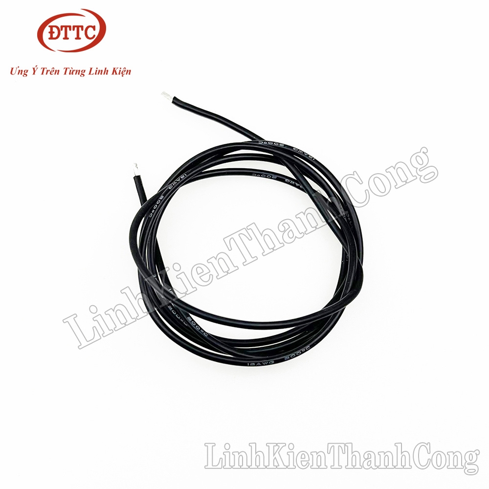 Dây Điện Silicon Màu Đen 18AWG 0.75 mm2 Siêu Mềm, Chống Cháy Chịu Nhiệt 200 Độ C (Mét)