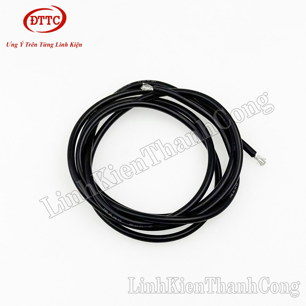 Dây Điện Silicon Màu Đen 16AWG 1.5 mm2 Siêu Mềm, Chống Cháy Chịu Nhiệt 200 Độ C (Mét)