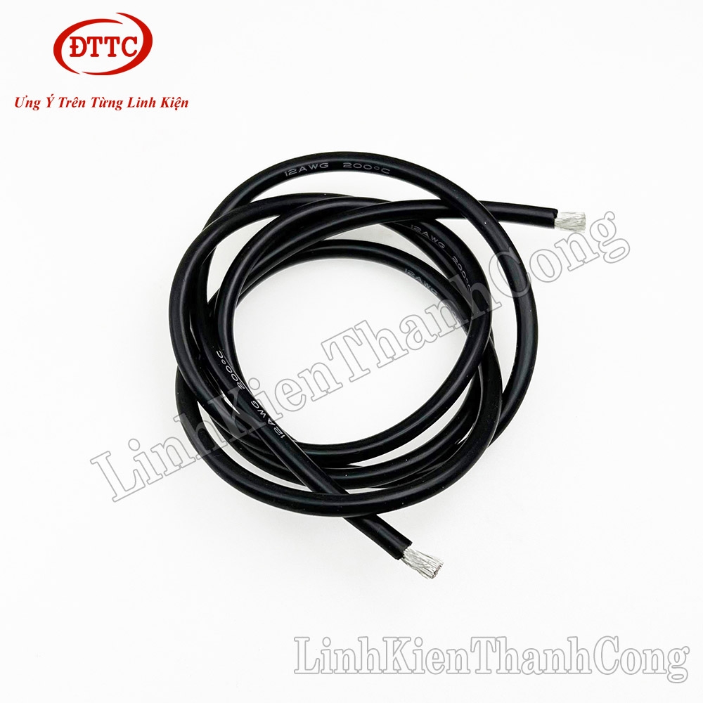 Dây Điện Silicon Màu Đen 12AWG 4.0 mm2 Siêu Mềm, Chống Cháy Chịu Nhiệt 200 Độ C (Mét)