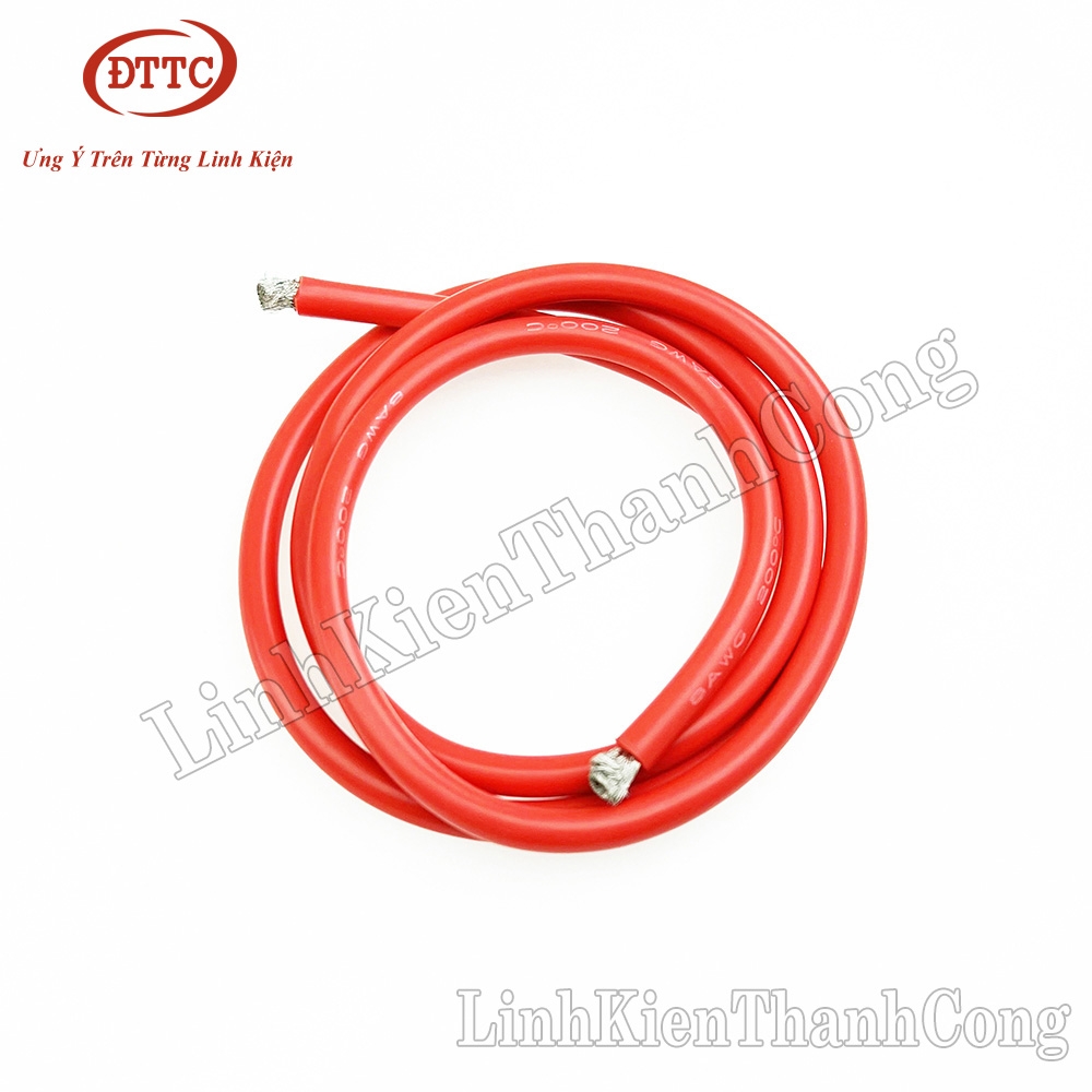 Dây Điện Silicon Màu Đỏ 8AWG 10 mm2 Siêu Mềm, Chống Cháy Chịu Nhiệt 200 Độ C (Mét)