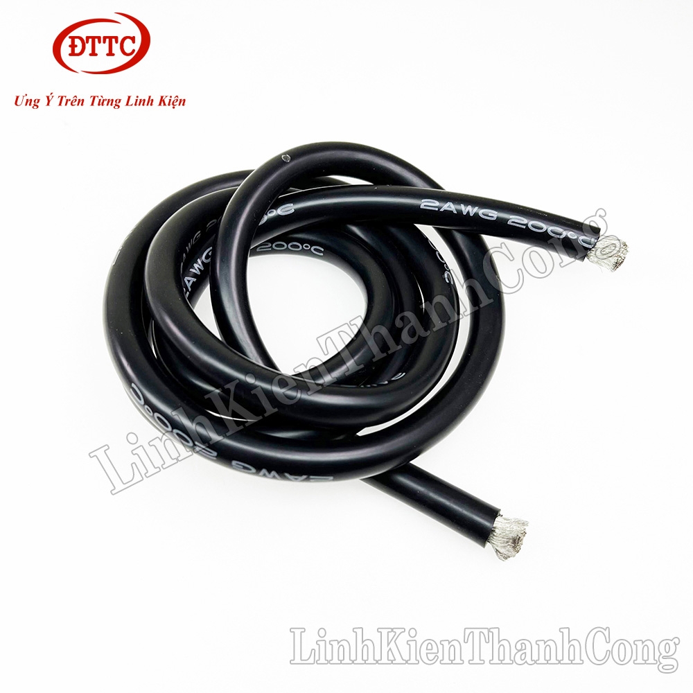 Dây Điện Silicon Màu Đen 2AWG 35 mm2 Siêu Mềm, Chống Cháy Chịu Nhiệt 200 Độ C (Mét)