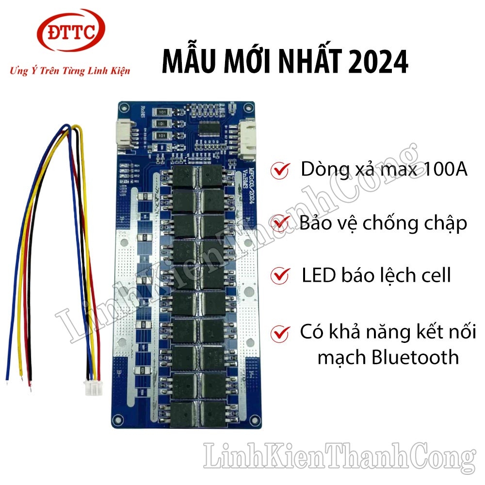 Mạch Bảo Vệ VnBMS 3.7V 3S 100A (20 Mosfet) Mẫu Cải Tiến 2024