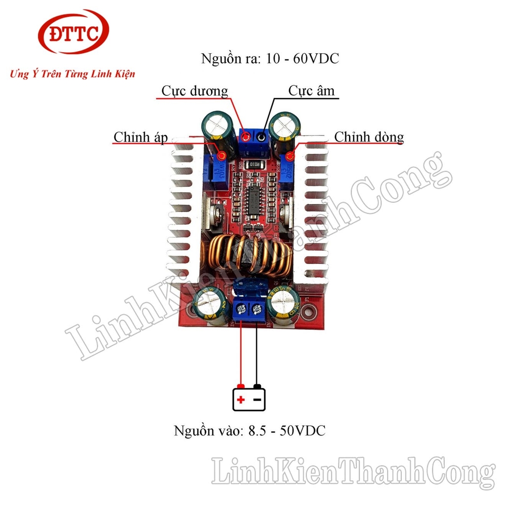 Mạch Tăng Áp 400W 15A Vào 8.5-50V Ra 10-60V