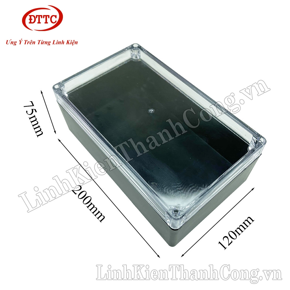 Hộp Nhựa 200x120x75mm Đen Nắp Trong