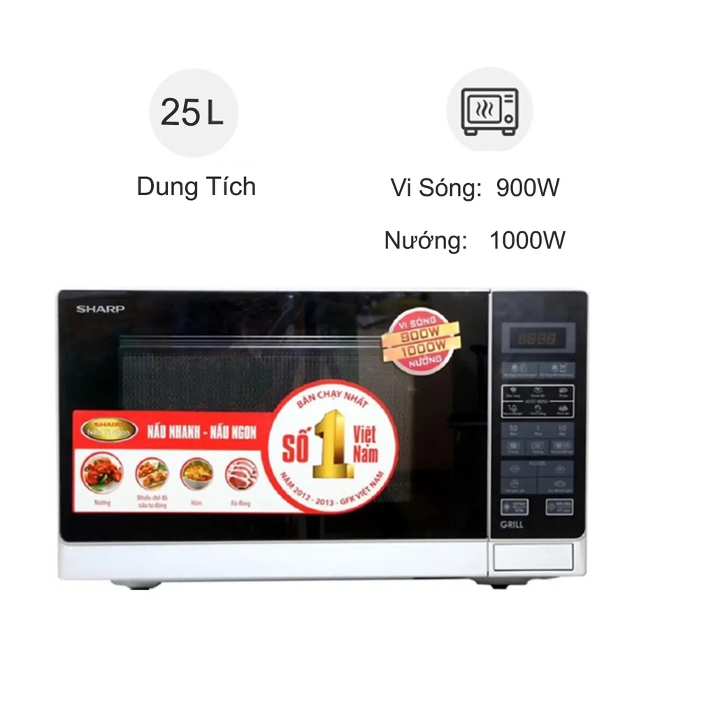 Lò vi sóng điện tử Sharp R-G572VN-S (25L) có nướng