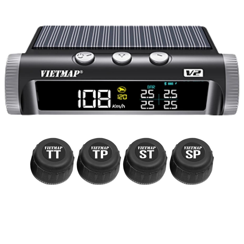 Cảm biến áp suất lốp Vietmap V2 tích hợp Cảnh báo tốc độ & Camera Giao thông - Hàng chính hãng