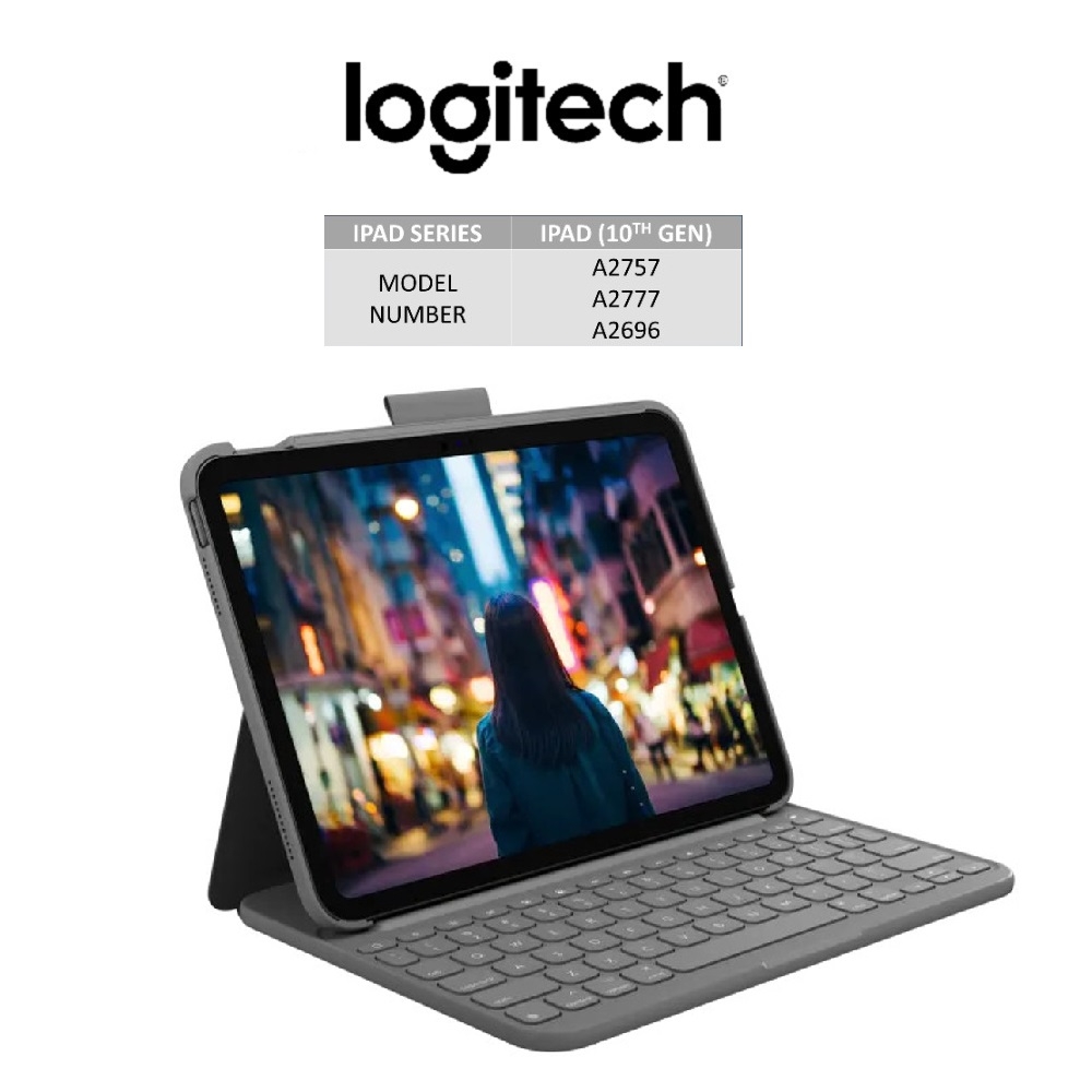 Bao da bàn phím Logitech Slim Folio for iPad Gen 10 (10.9 inch) - Bluetooth, chống thấm nước