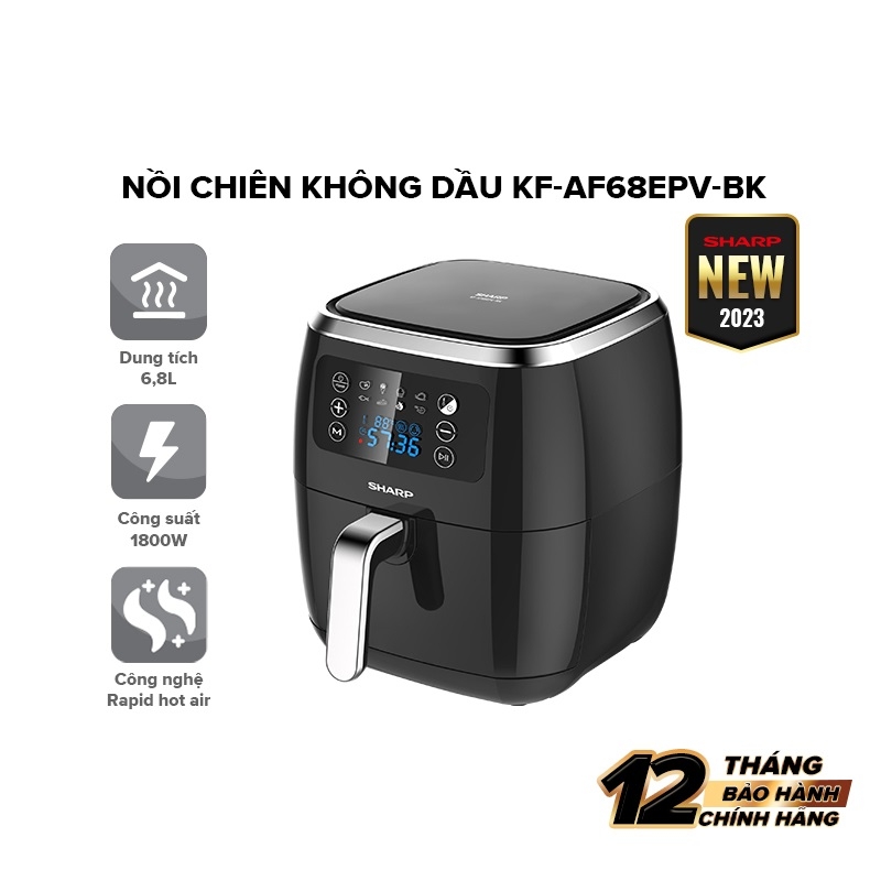 Nồi chiên không dầu Sharp KF-AF68EPV-BK Dung tích 6.8 lít