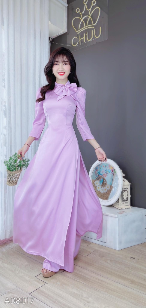 Áo Dài Ánh Nhung Nơ Oai AD8017 (áo lẻ)
