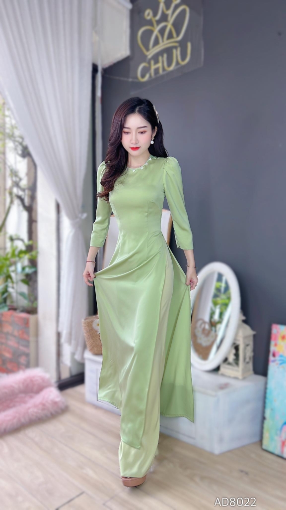 Áo Dài TL Cổ Tròn Ngọc AD8022