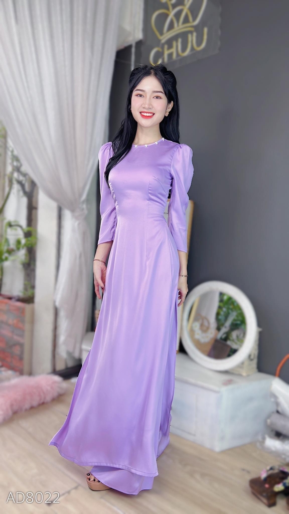 Áo Dài Tay Lửng Cổ Tròn Ngọc AD8022 (áo lẻ)