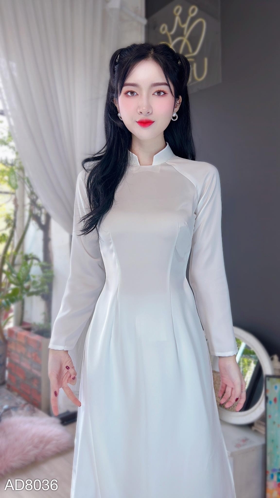 Áo Dài Trắng Học Sinh Phi Mờ AD8036 (áo lẻ)