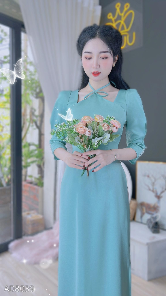 Áo Dài Cổ Yến Tay Ngọc AD8039 (áo lẻ)