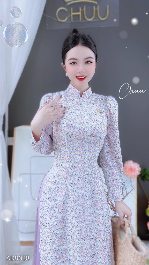 Áo Dài Cổ 2P Tay Loli AD8038