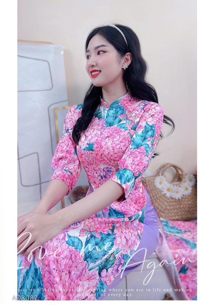 Áo Dài Truyền Thống Tay Bảng AD8087 (áo lẻ)