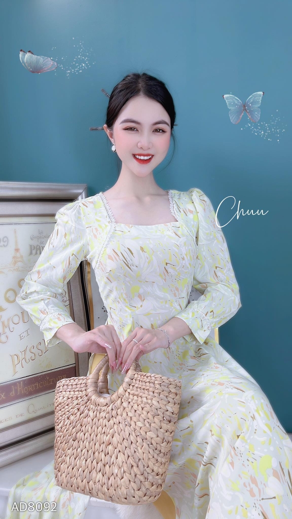 Áo Dài Vai Ren Bán Nguyệt AD8092 (áo lẻ)