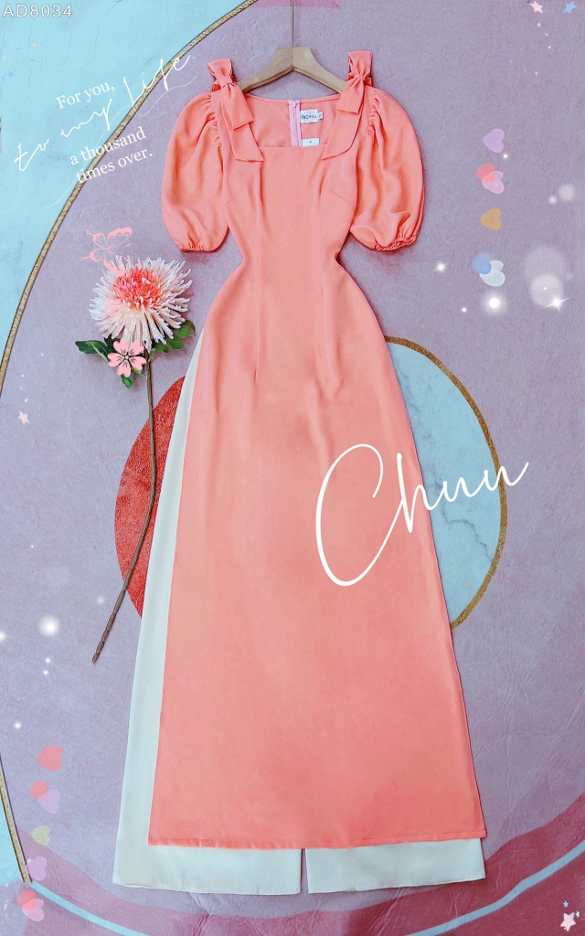 Áo Dài Vai Đôi Nơ AD8034 (áo lẻ)