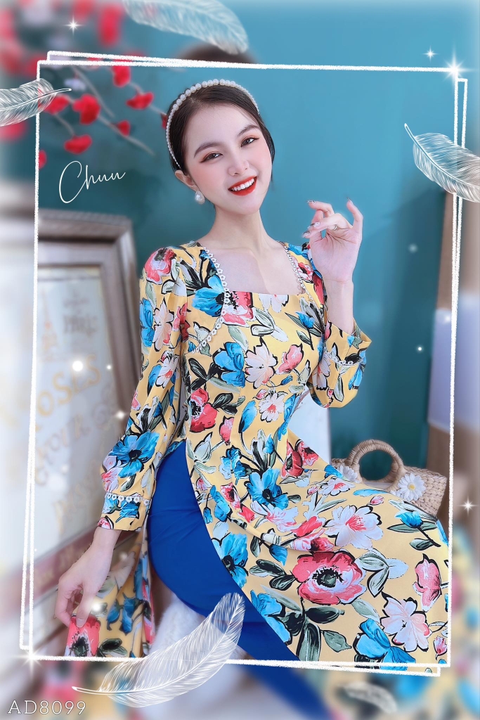 Áo Dài Vai Ren Bán Nguyệt AD8092 (áo lẻ)