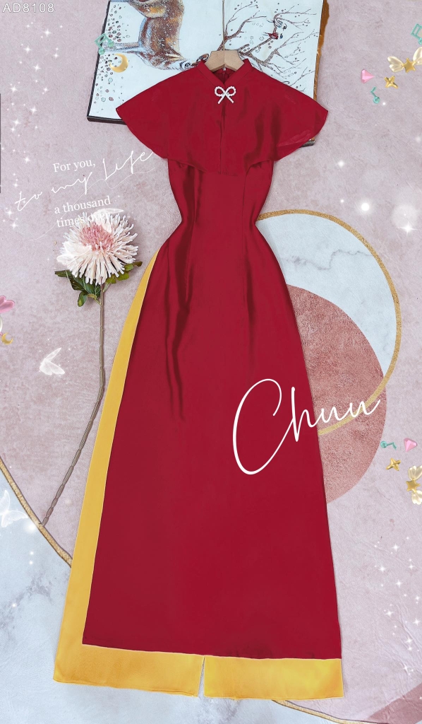 Áo Dài Cánh Tiên Cổ 2P AD8108 (áo lẻ)