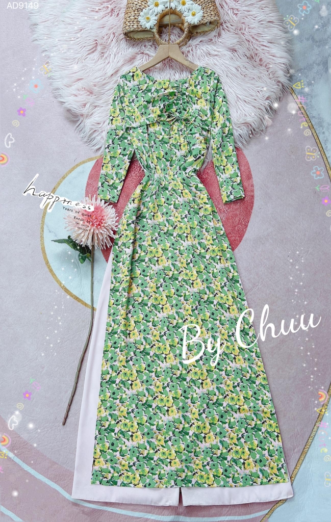 Áo Dài Nơ Dây Rút AD9149 (áo lẻ)