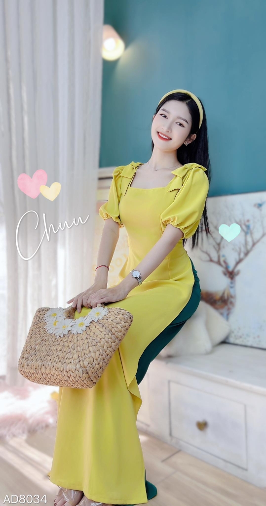 Áo Dài Vai Đôi Nơ AD8034 (áo lẻ)