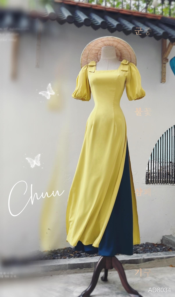 Áo Dài Vai Đôi Nơ AD8034 (áo lẻ)