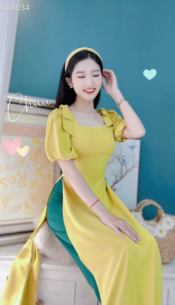 Áo Dài Vai Đôi Nơ AD8034 (áo lẻ)