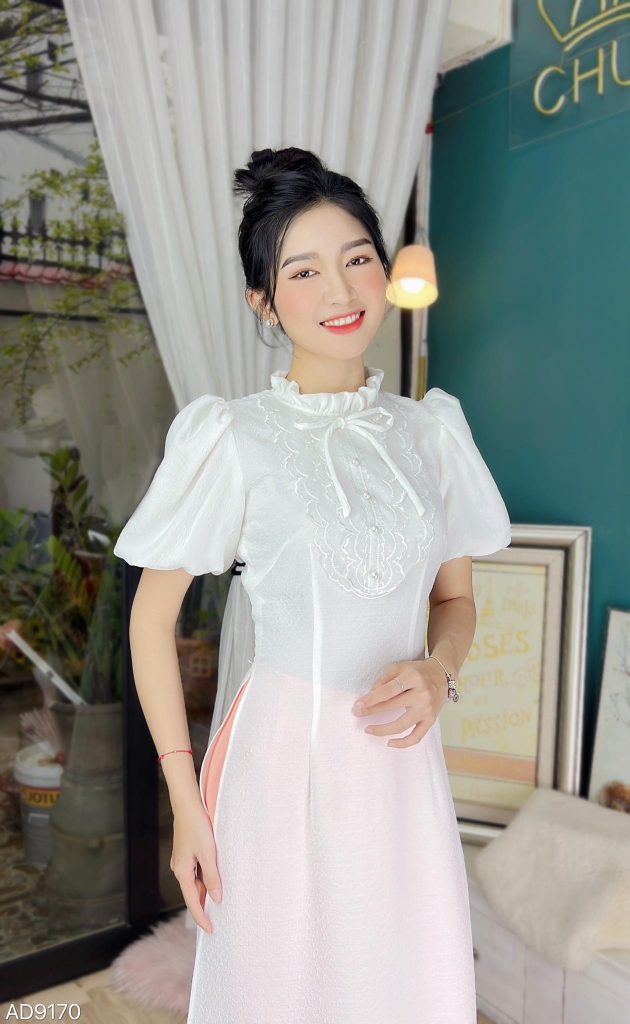 Áo Dài Dứa Cổ Ren Mary AD9170 (áo lẻ)