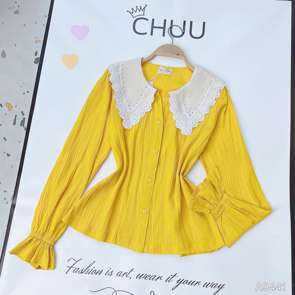 Áo Vân Gỗ Cổ Ren A9441