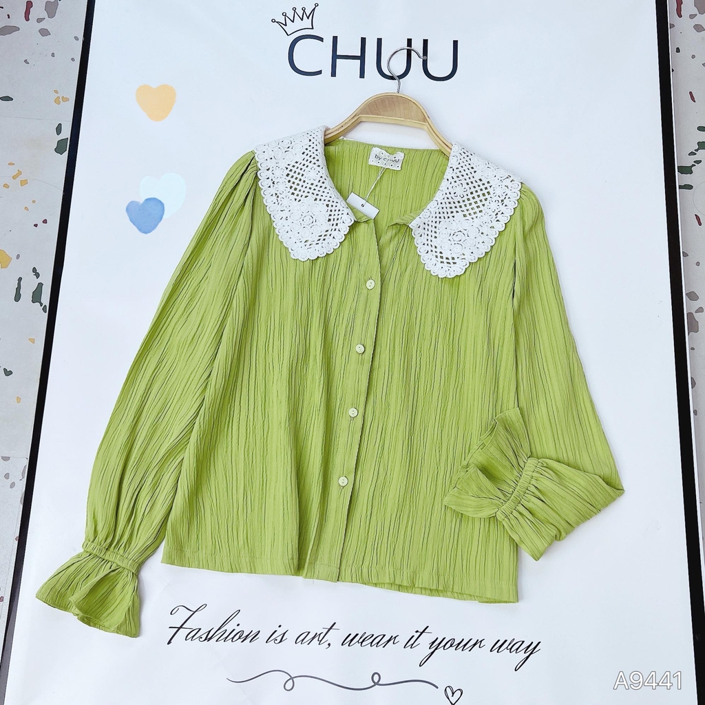 Áo Vân Gỗ Cổ Ren A9441