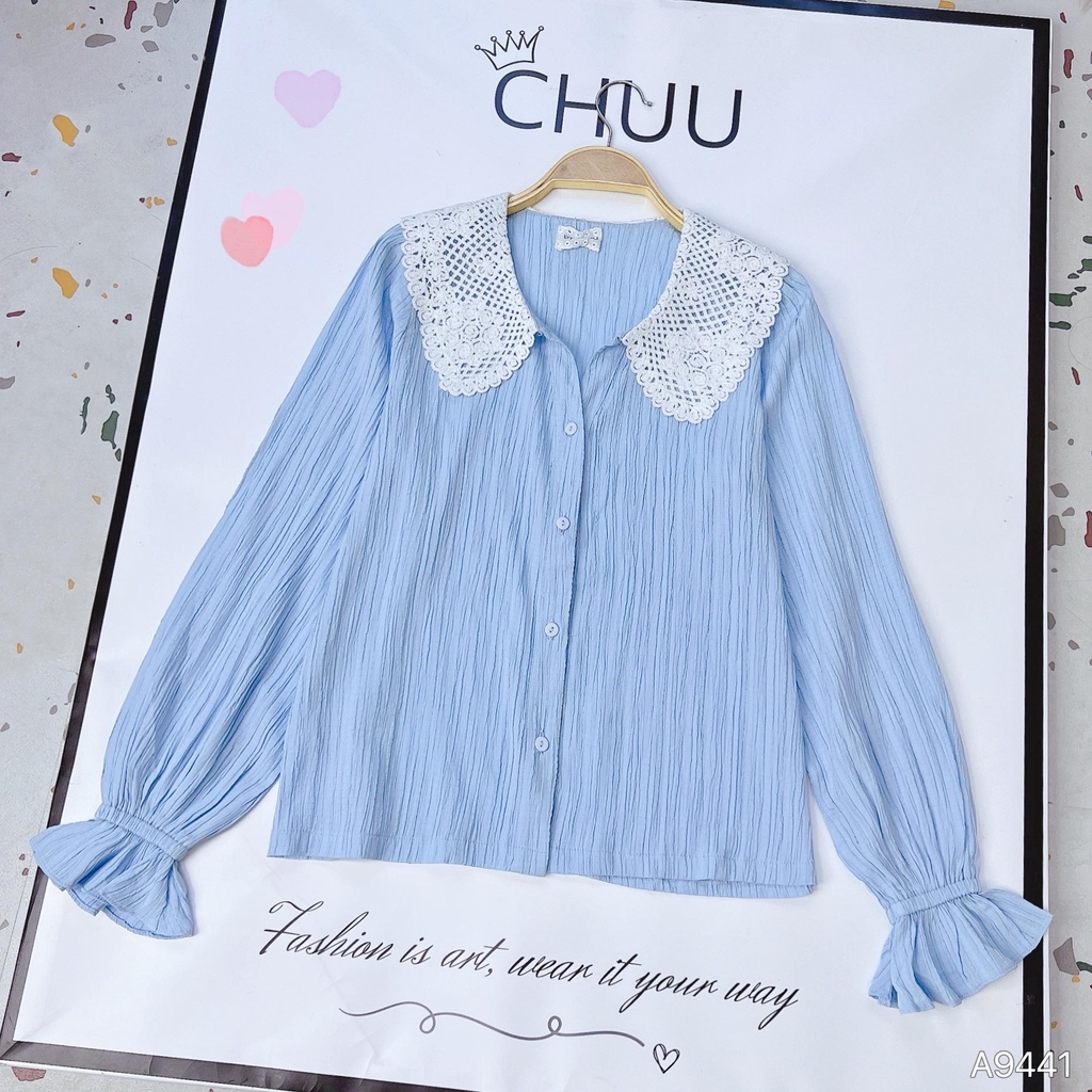 Áo Vân Gỗ Cổ Ren A9441