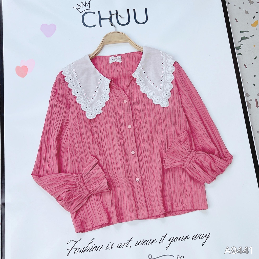 Áo Vân Gỗ Cổ Ren A9441