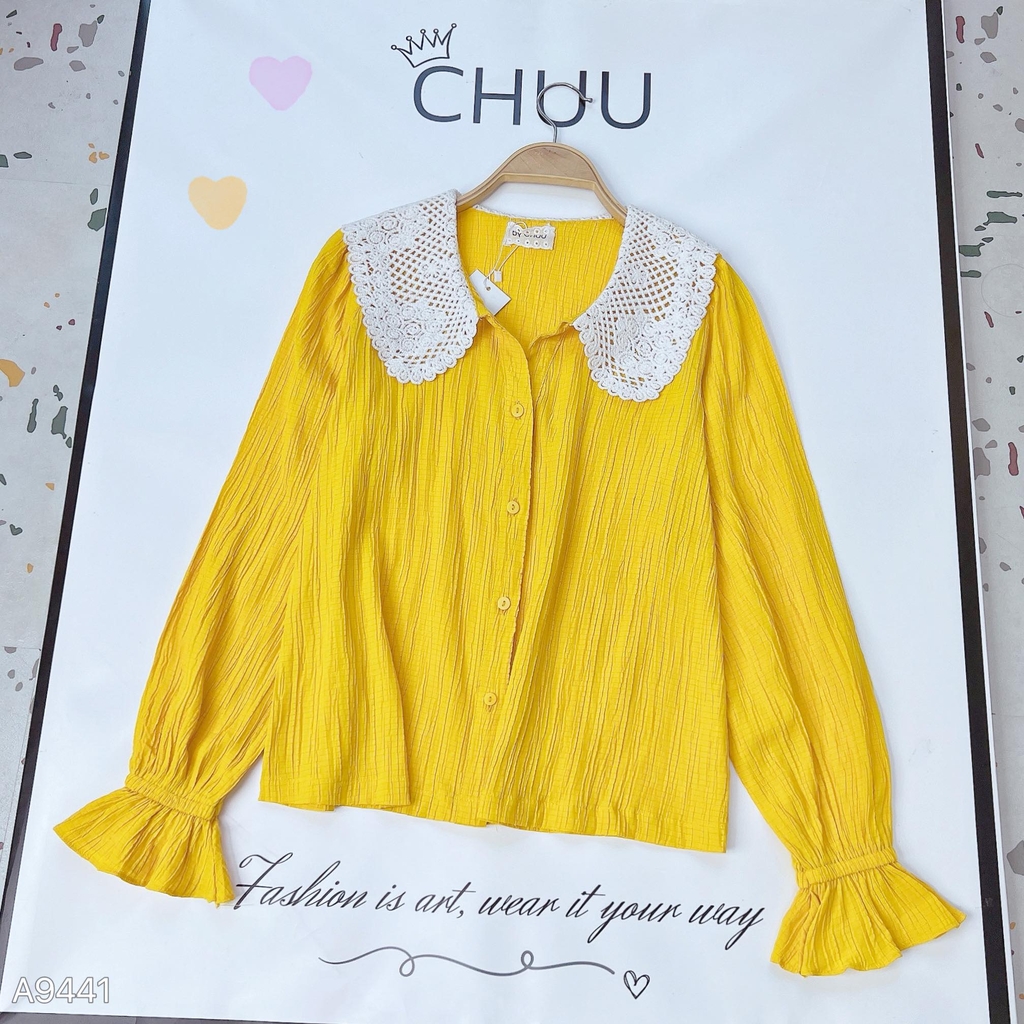 Áo Vân Gỗ Cổ Ren A9441