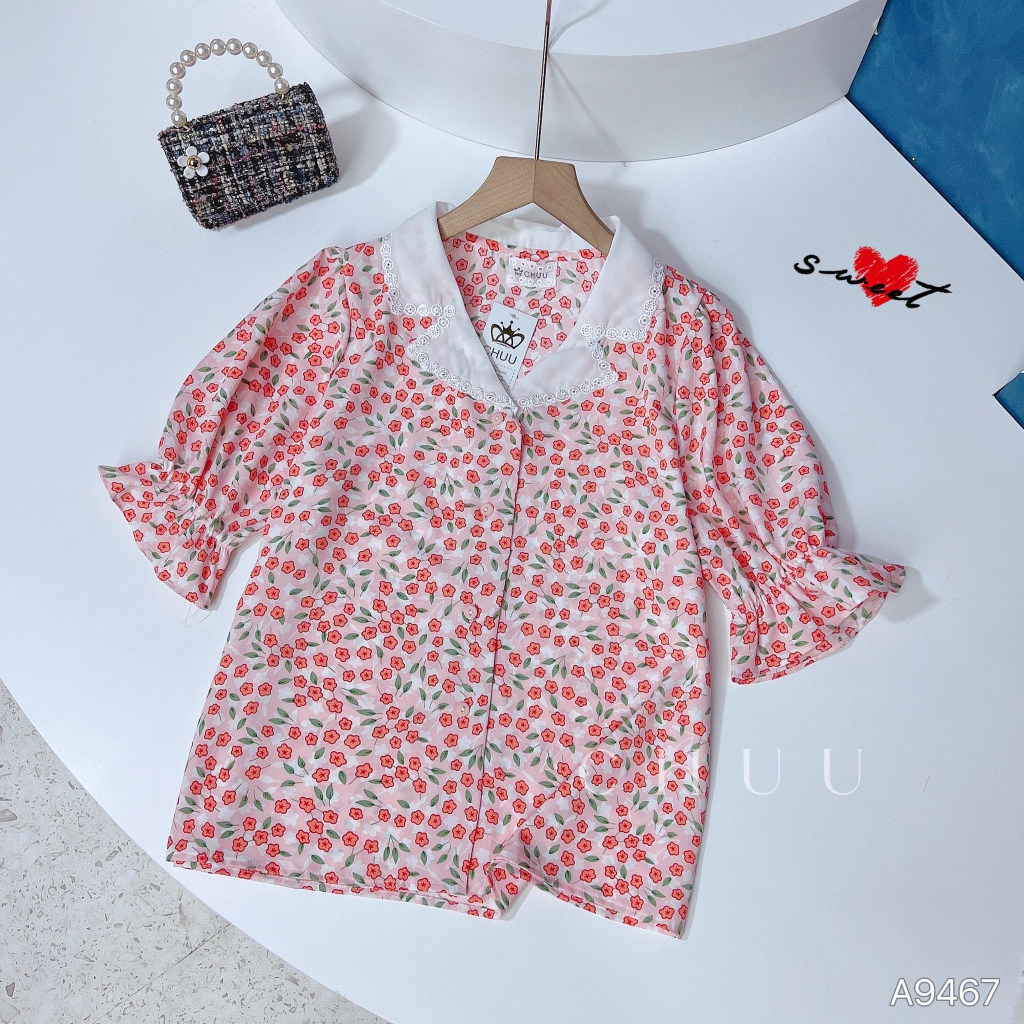 Áo Sơ Mi Hoa Cổ Vest Đồng Xu A9467