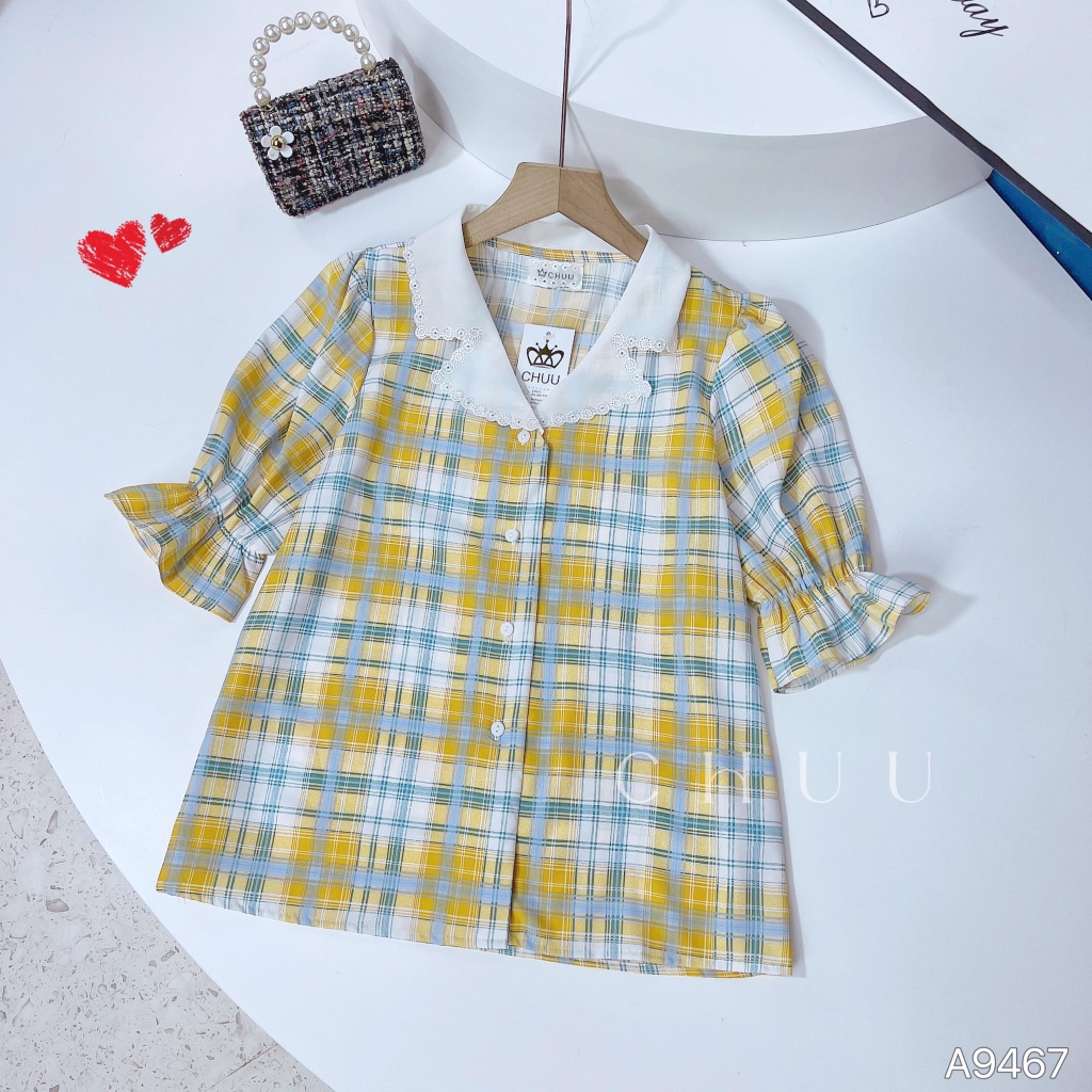 Áo Sơ Mi Hoa Cổ Vest Đồng Xu A9467