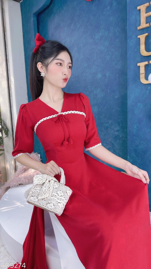 Áo Dài Tằm Gãy Nụ Bông AD9274 (áo lẻ)