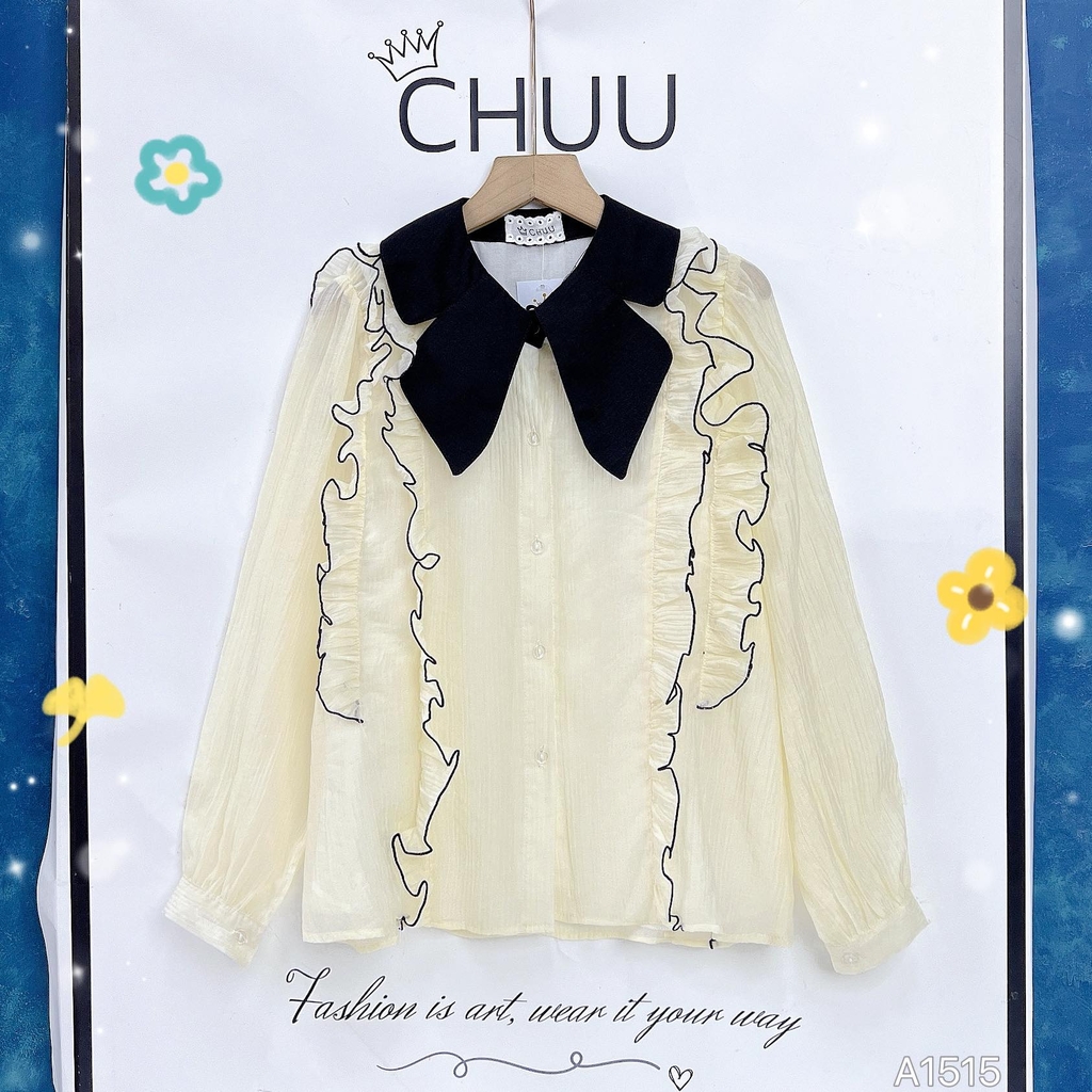 Áo Sơ Mi Tơ Cổ Bướm Black A1515